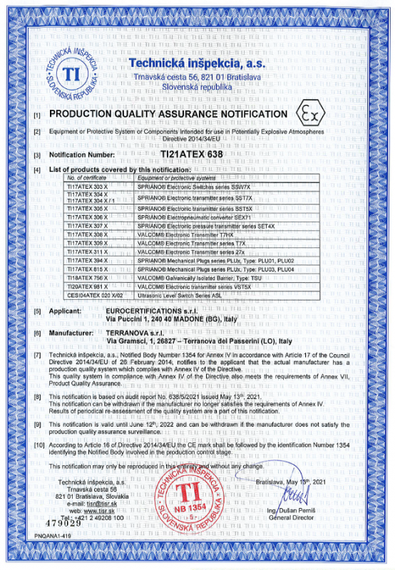 VALCOM ATEX NOTIFICATION